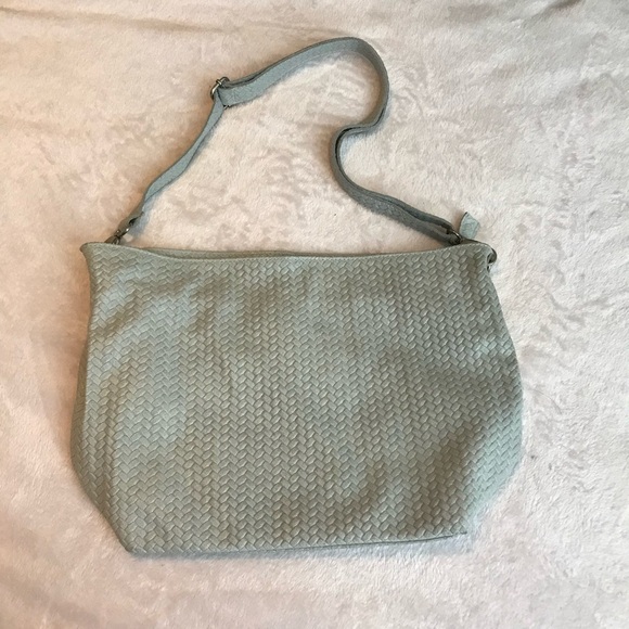 BORSE IN PELLE Genuine Leather Made in Italy Purse shoulder Bag Gray Woven - Picture 2 of 15